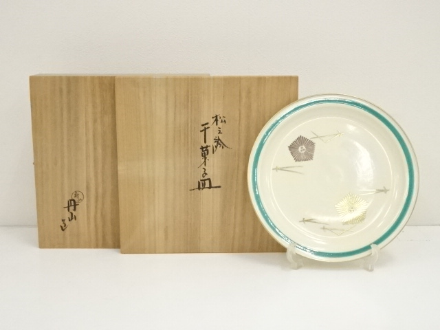 京焼　小峠葛芳造　色絵松之絵干菓子皿（共箱）